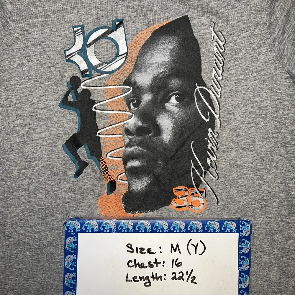 The Nike Tee‎ Kevin Durant T Shirt Youth Sz M Gray KD Dri Fit #35 Athletic Tee